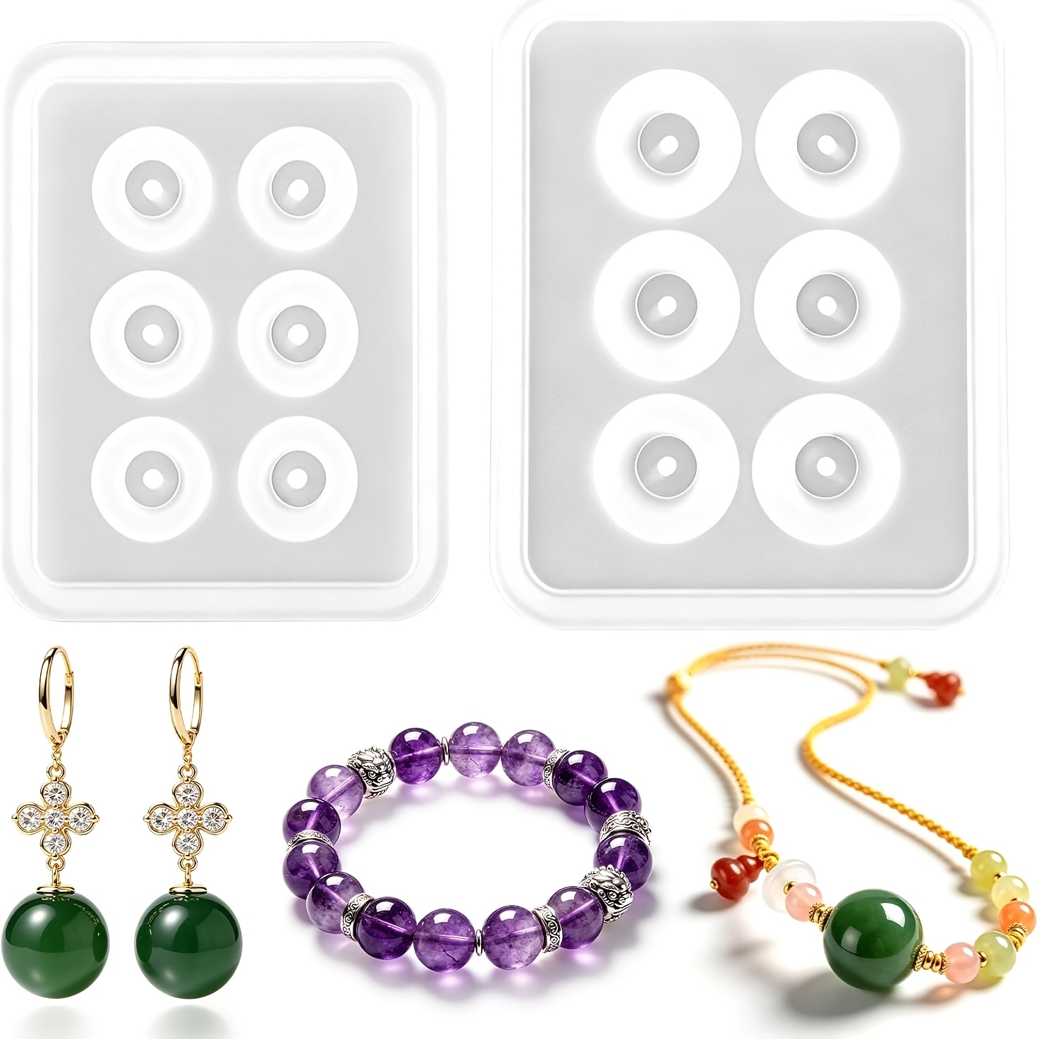 Silicone Epoxy Resin Molds Set - Two Perforated Spherical Silicone Bead Molds,