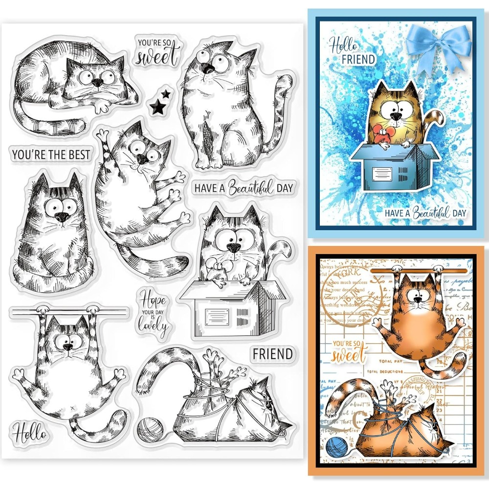 Clear Silicone Stamps For Card Making - 8.3x5.8in Cat Clear Stamps Lovely Cat