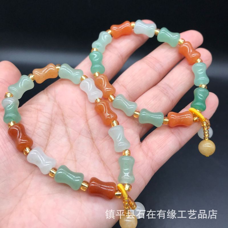 Beading - Natural Aventurine Bamboo , Golden Silk