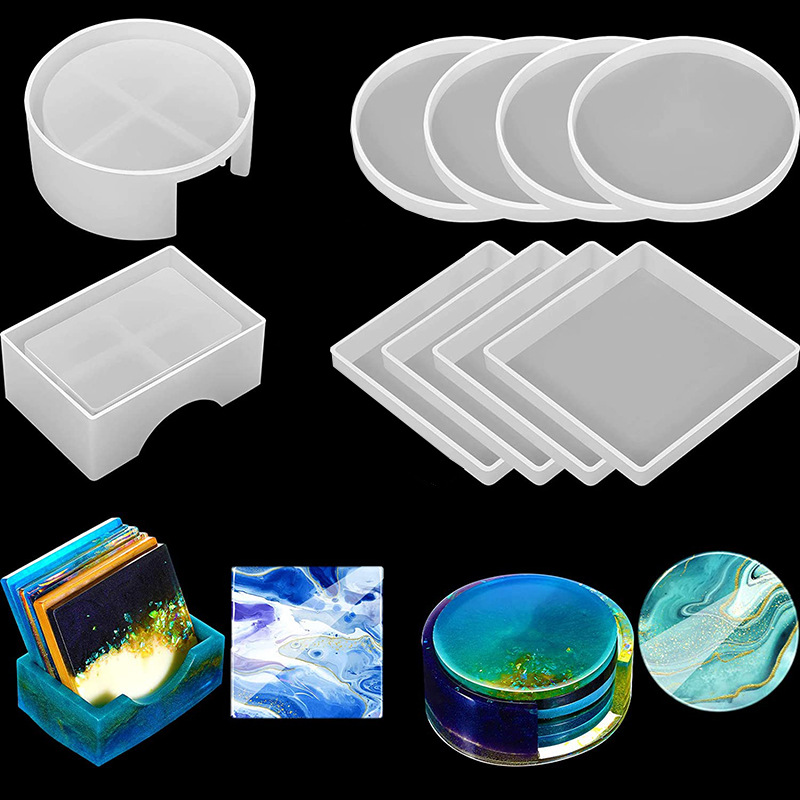 Silicone Epoxy Resin Molds Set - 5Pcs/Set DlY Epoxy Resin Cup Coasters