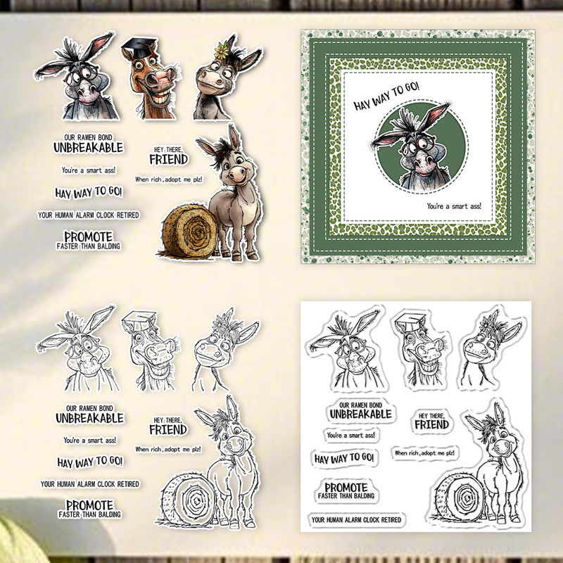 Clear Silicone Stamps For Card Making - Suncraft Graduation Season Funny Donkey Clear
