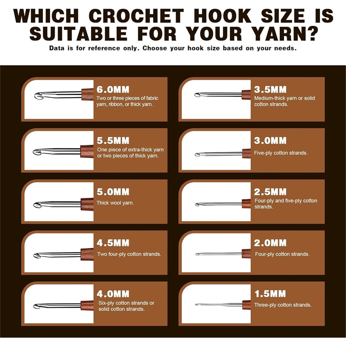 Wooden Crochet Hooks Ergonomic Handle - AT16 5 Pcs Crochet Hook, 5