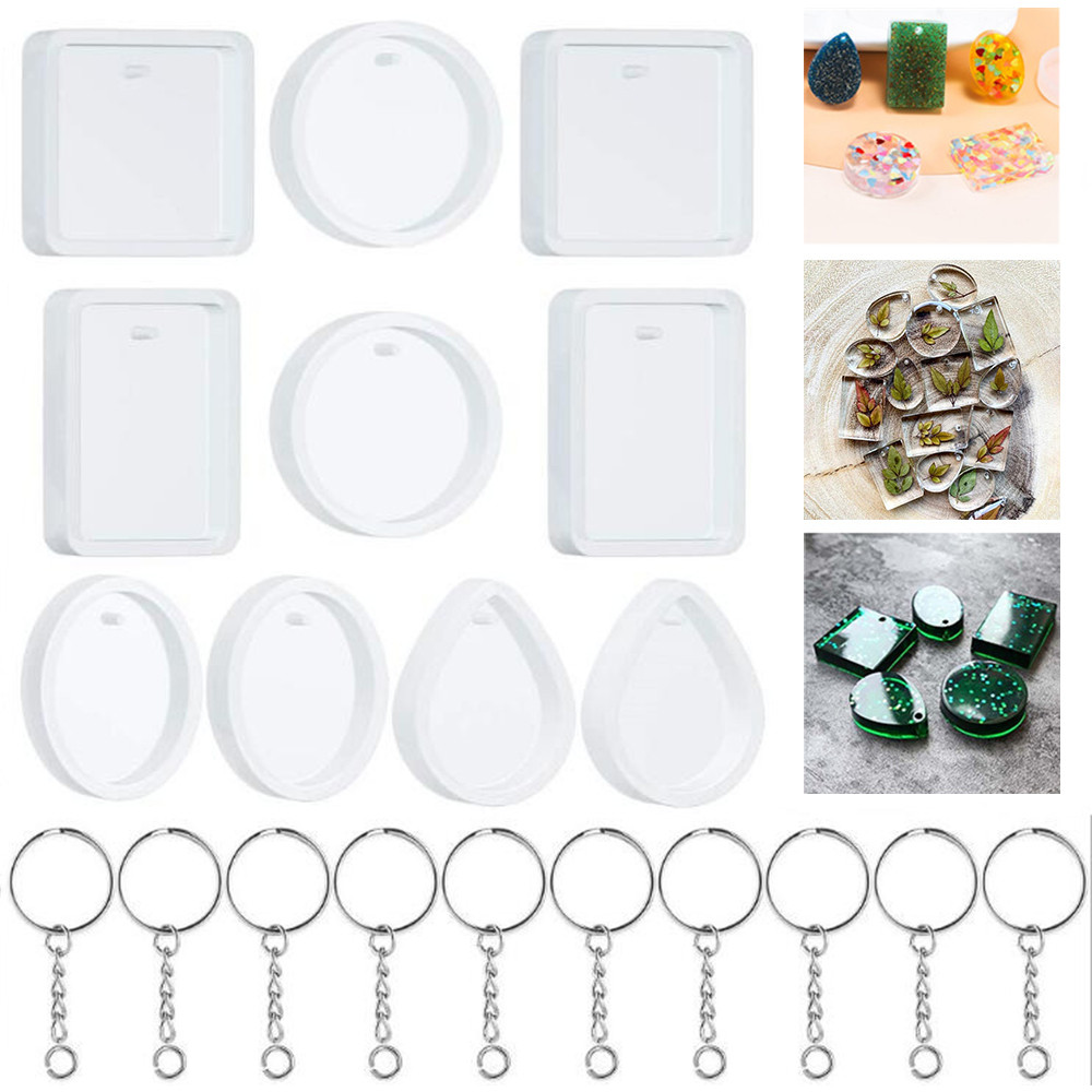 Silicone Epoxy Resin Molds Set - 20Pcs/Set DIY Keychain Pendant Casting Silicone