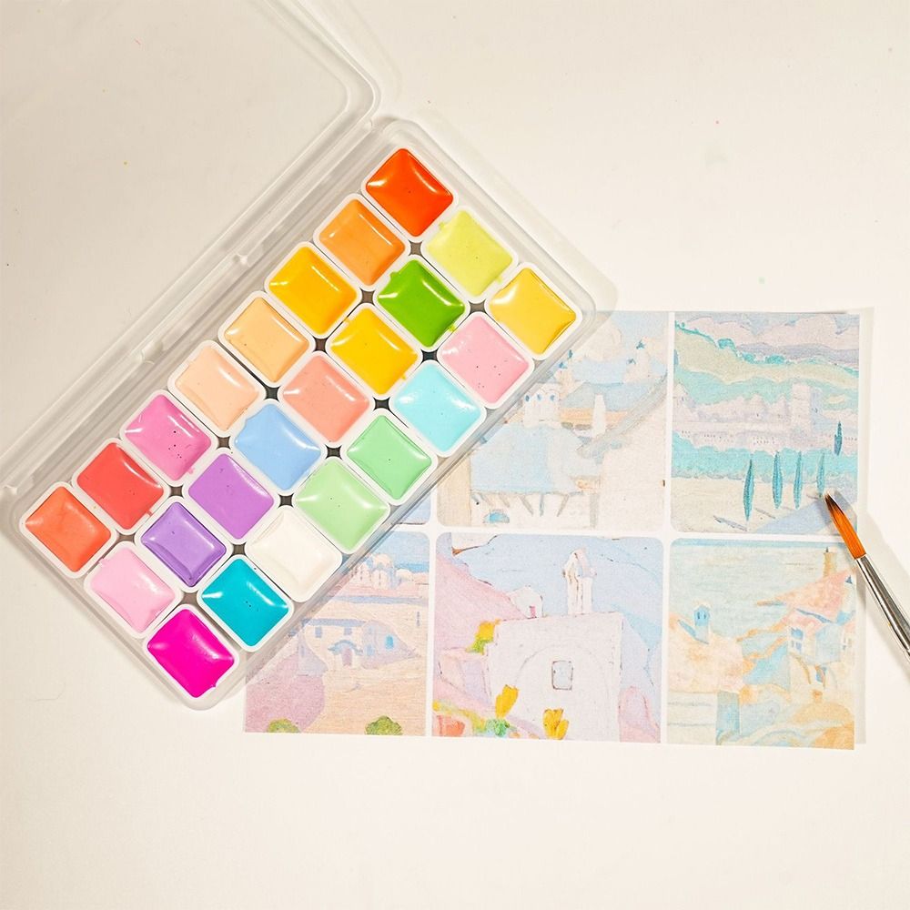 Watercolor Paint Set Solid Pigment - 24 Colors Watercolors Paint Set Plastic
