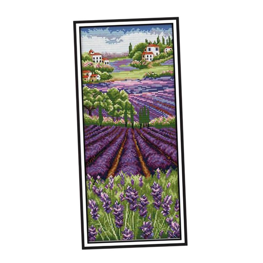Cross Stitch Stamped Kits Beginners - Lavender Flowers Stamped Cross Stitch Kits
