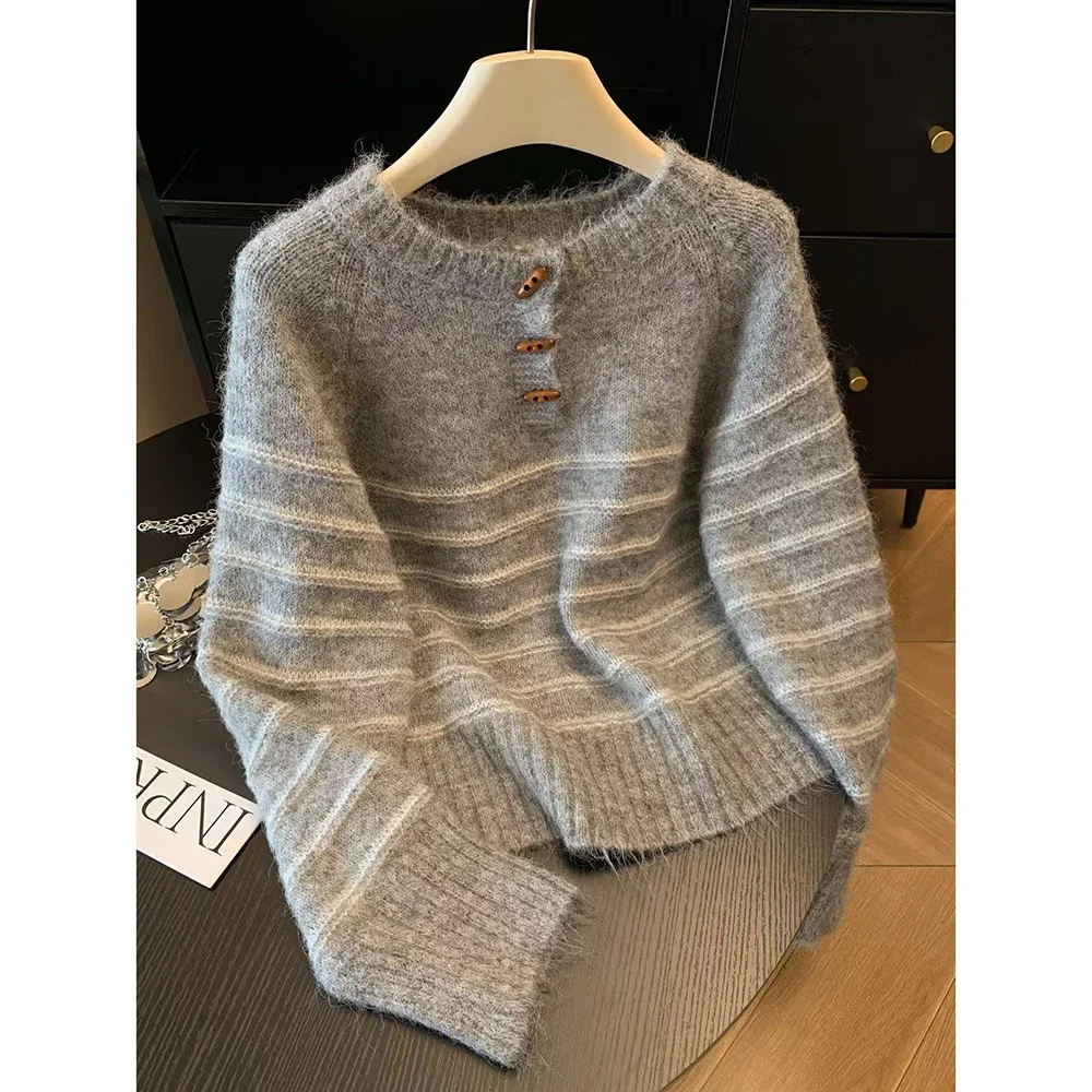 Embroidery - Autumn Winter Women's Striped Wool Cashmere