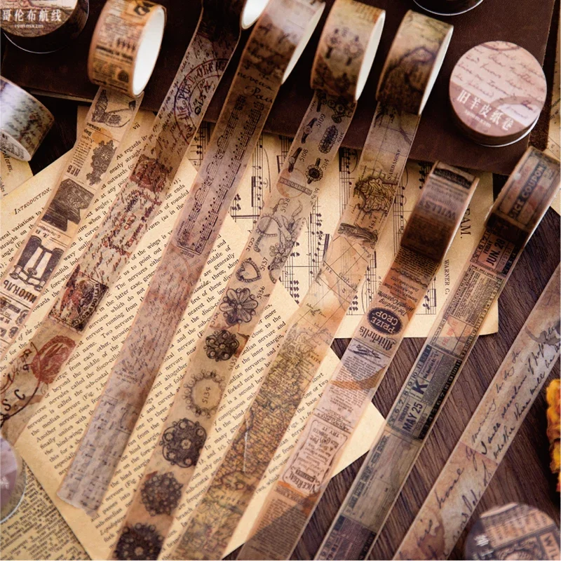 Vintage Junk Journal Scrapbooking Paper - 18.5mm*2m Vintage Washi Paper Tapes Junk