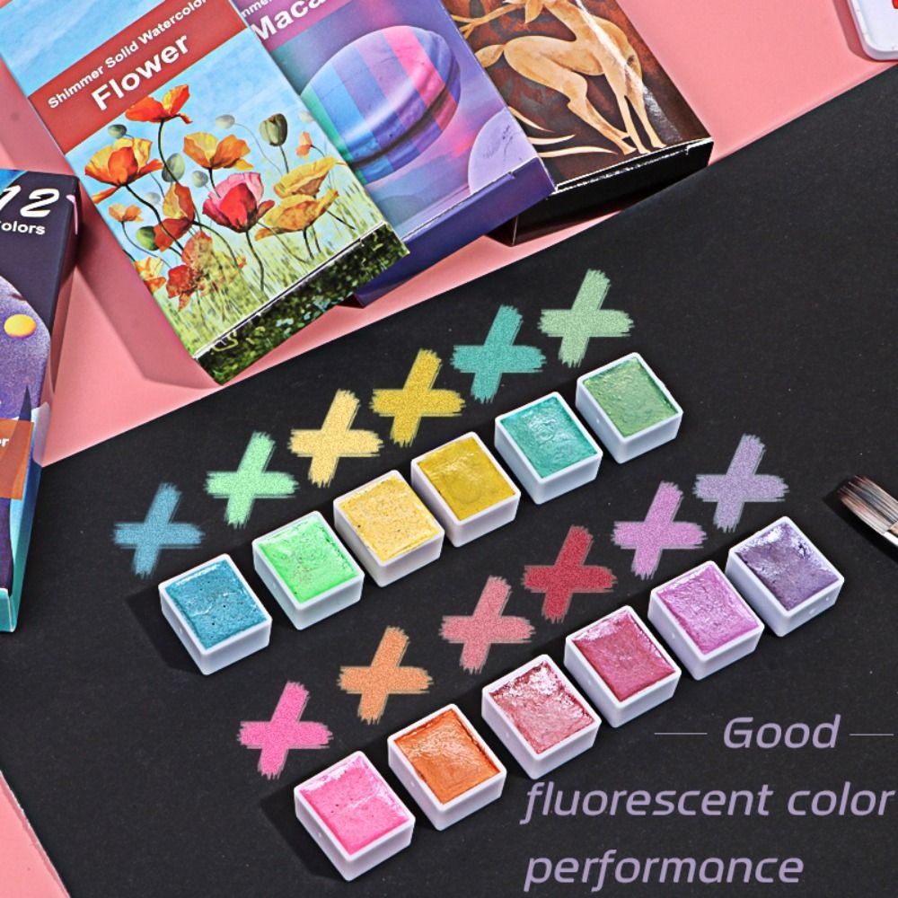 Watercolor Paint Set Solid Pigment - Portable Solid Watercolor Paint Set 6/12Colors