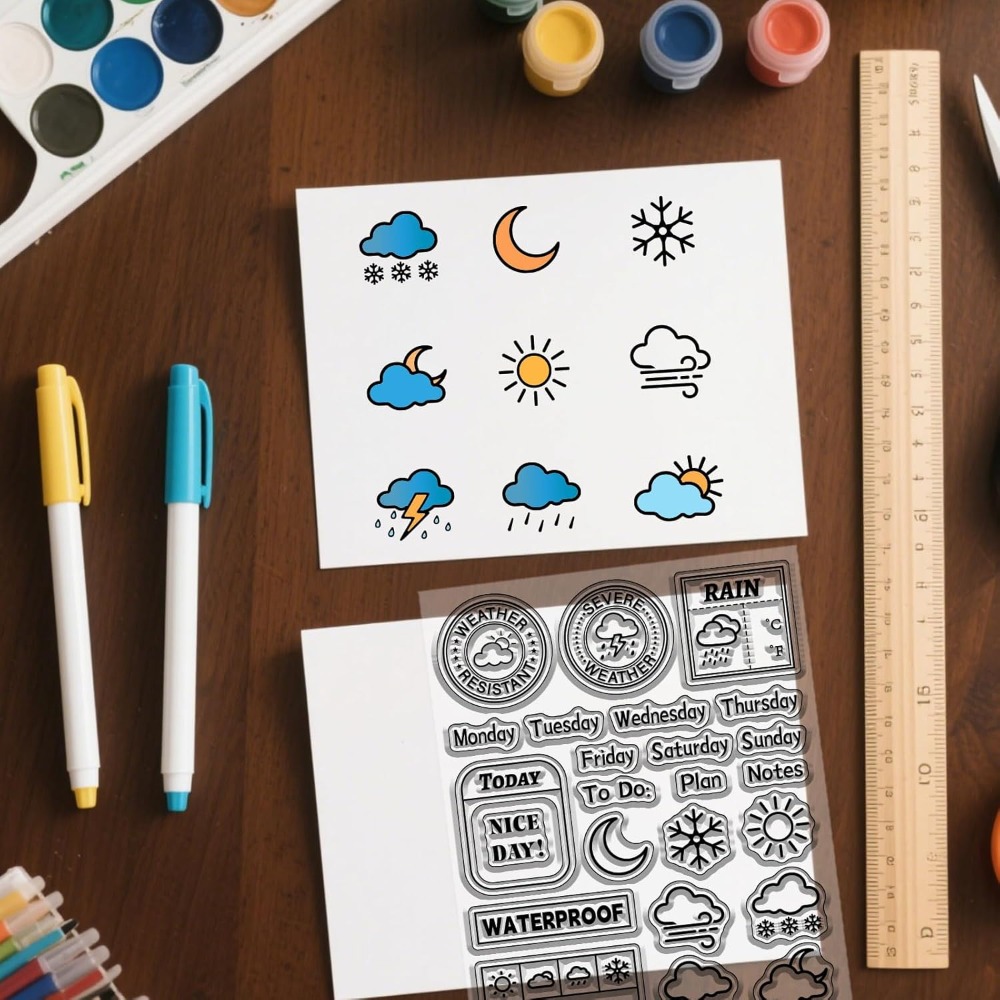 Clear Silicone Stamps For Card Making - Weather Diary Clear Stamp for Scrapbooking