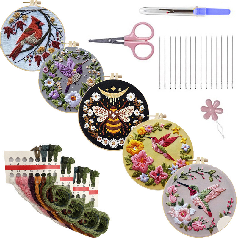Cross Stitch Stamped Kits Beginners - Hummingbird Embroidery Kit for Beginners Patterns