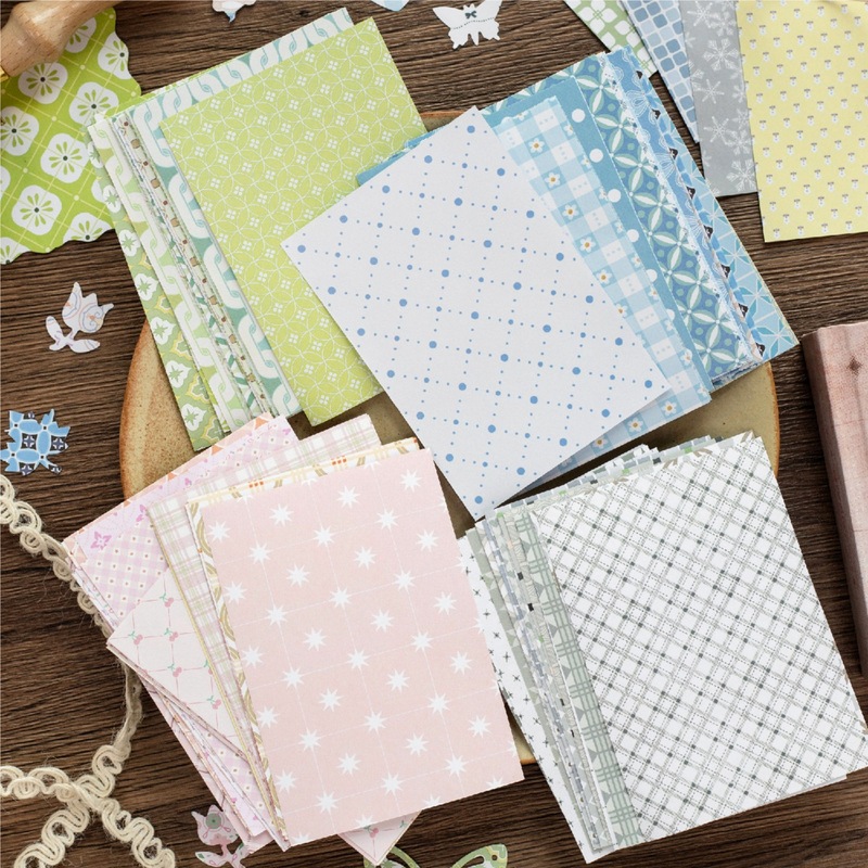 Vintage Junk Journal Scrapbooking Paper - 1pack/200pcs Vintage Floral Plaid Background Paper