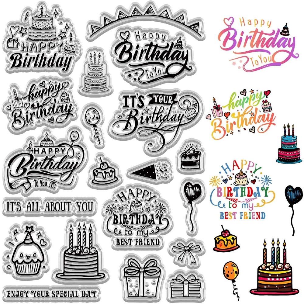 Clear Silicone Stamps For Card Making - Happy Birthday Clear Stamps for Card