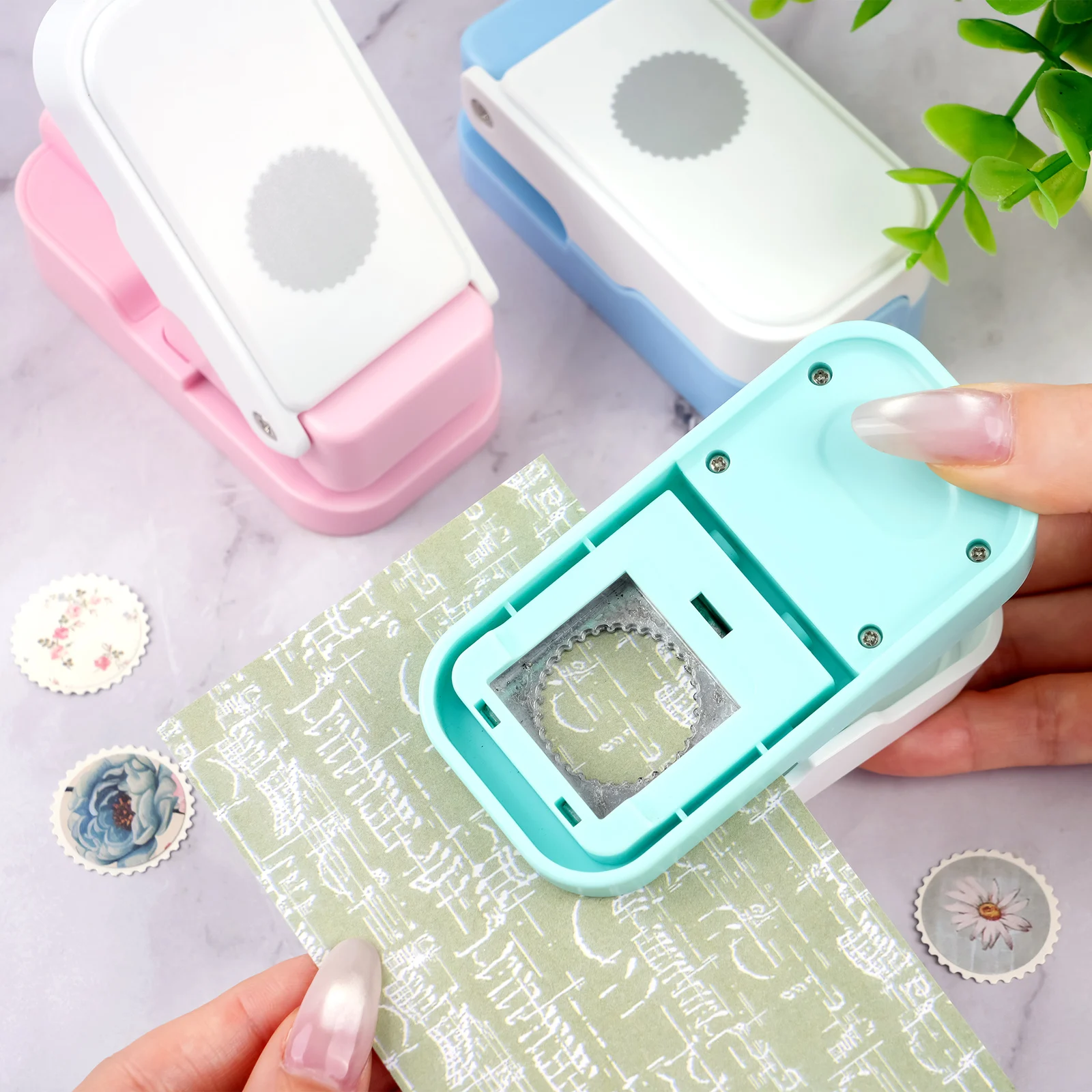 Scrapbooking - Layering Postage Stamp Circle Paper Punch