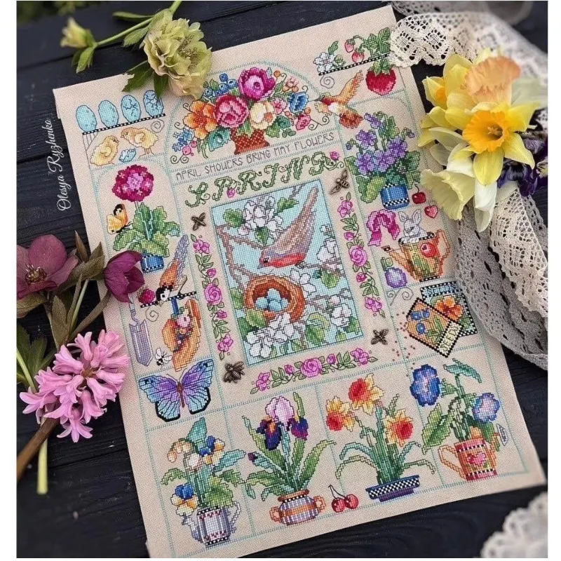 Cross Stitch Stamped Kits Beginners - 【CC2937 Spring Garden】 Beginner DIY Stamped