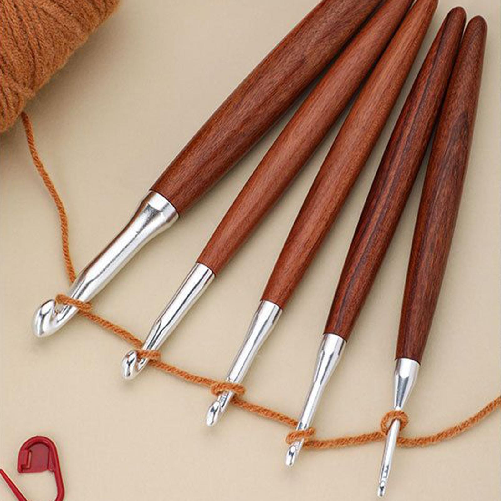 Wooden Crochet Hooks Ergonomic Handle - 8pcs Crochet Hook Mix Size 3mm