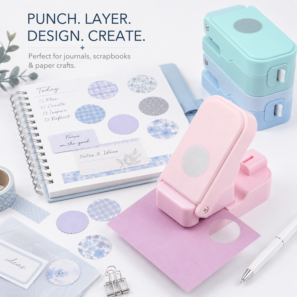 Scrapbooking - Layering Postage Stamp Circle Paper Punch