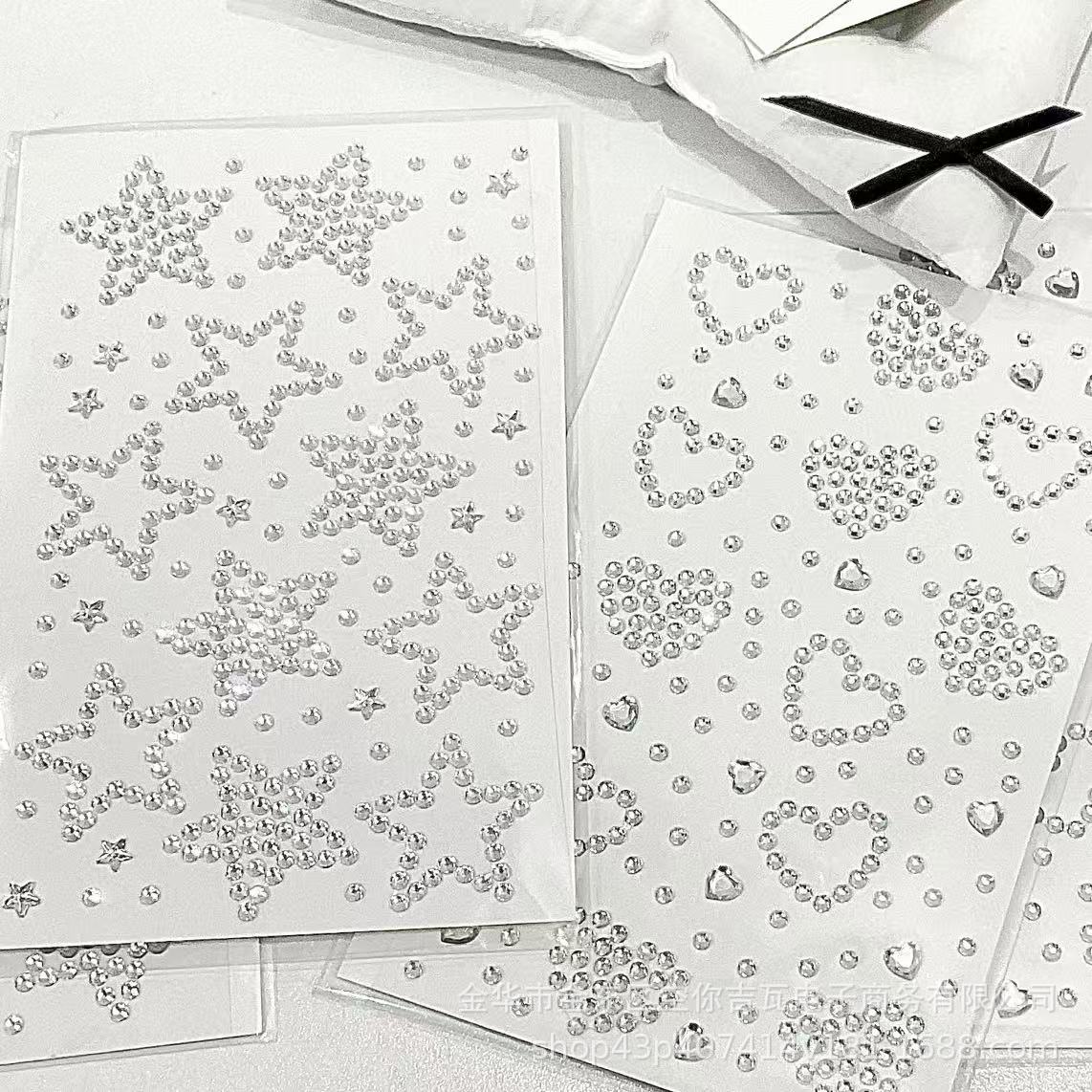 Scrapbooking - Silver Star Heart Rhinestone Stickers Flatback