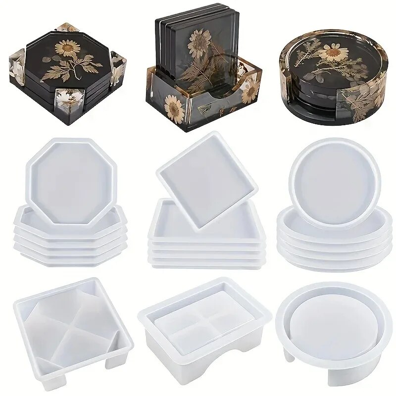 Silicone Epoxy Resin Molds Set - Coaster Resin Molds Set Include 1pc