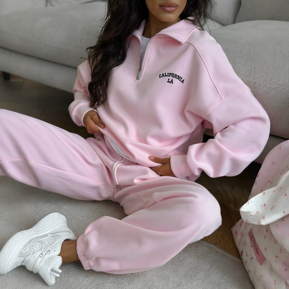 Embroidery - Sports Style Letter Embroidered Hoodie Straight