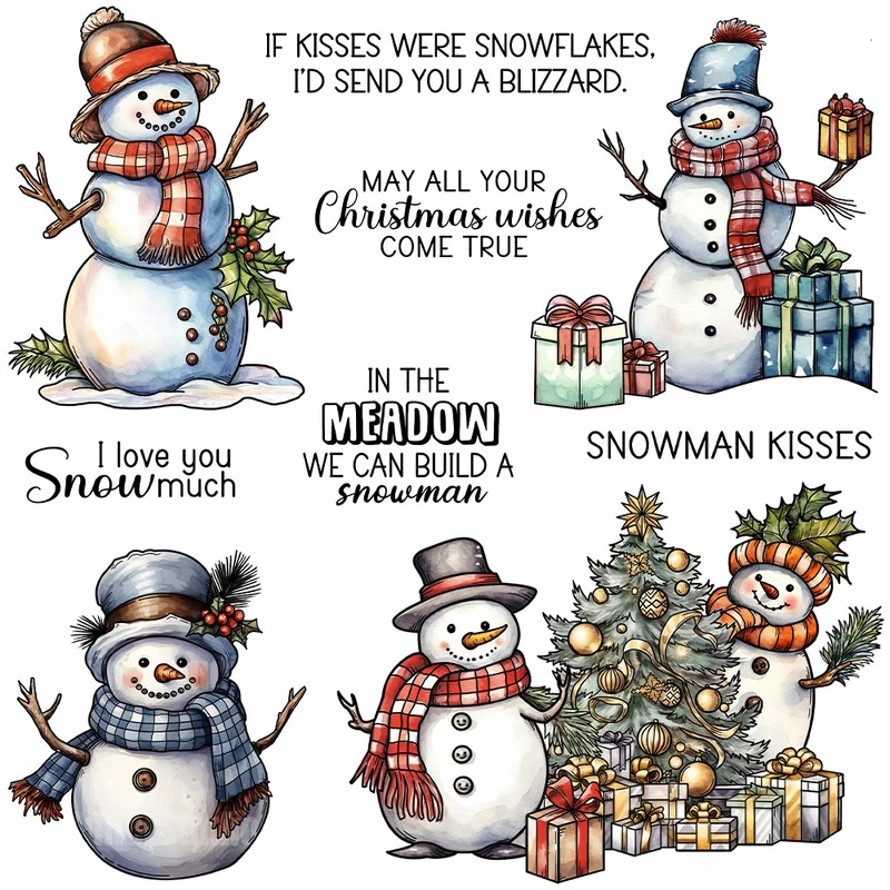 Clear Silicone Stamps For Card Making - Winter Snowman Christmas Cutting Dies Clear