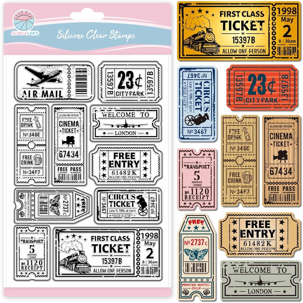 Clear Silicone Stamps For Card Making - Vintage Ticket Clear Stamp for Scrapbooking