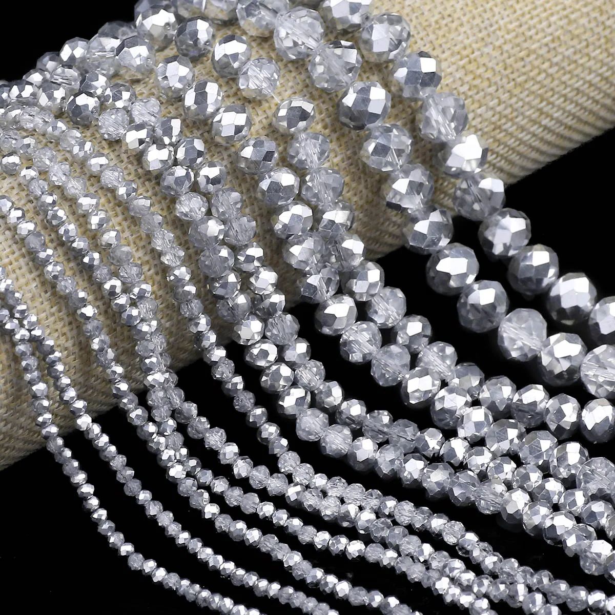 Glass Seed Beads 2Mm Jewelry Making - Half Silver Color Transparent Flat Round