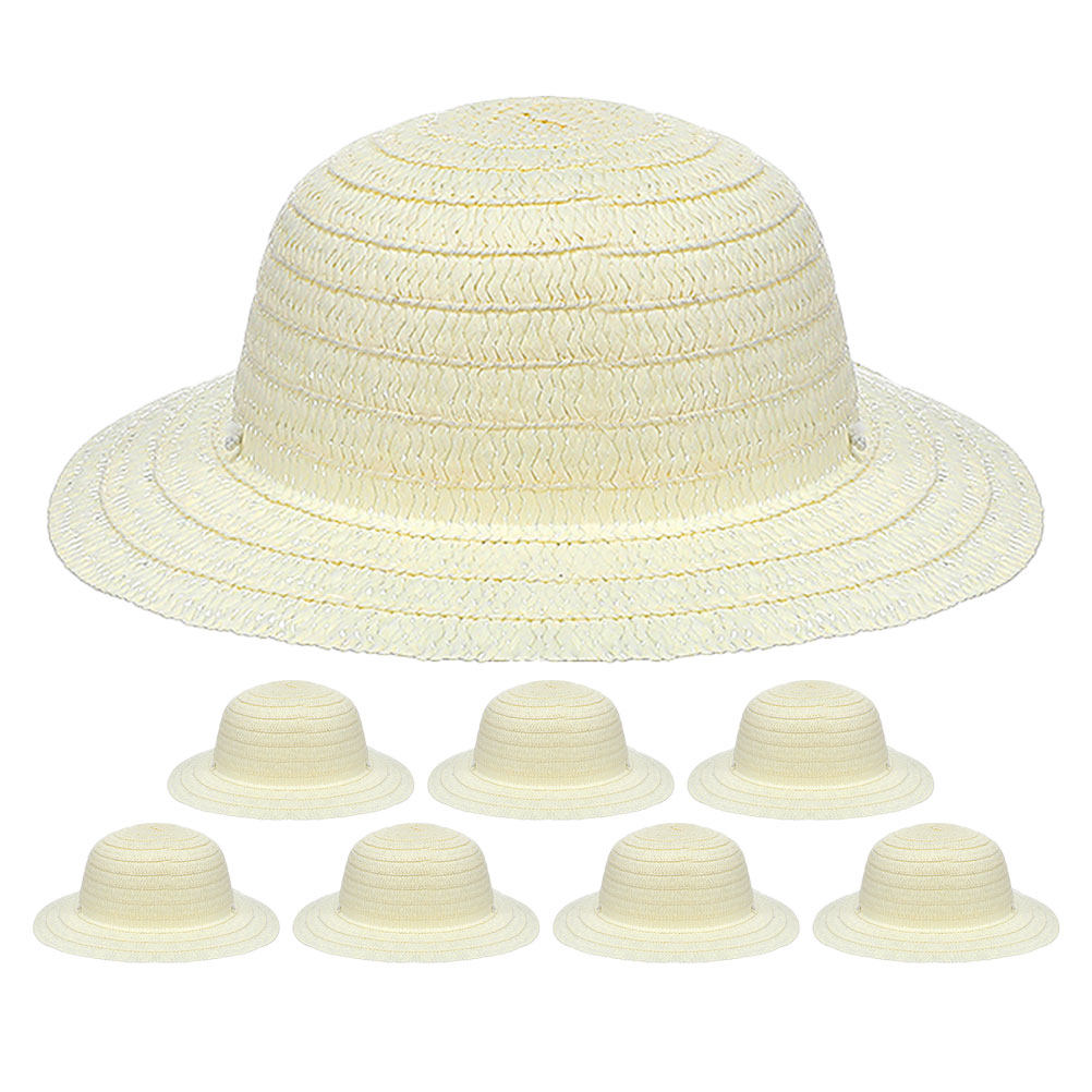 8Pcs DIY Kids Straw Hats White - Painting Supplies ulasan dan harga