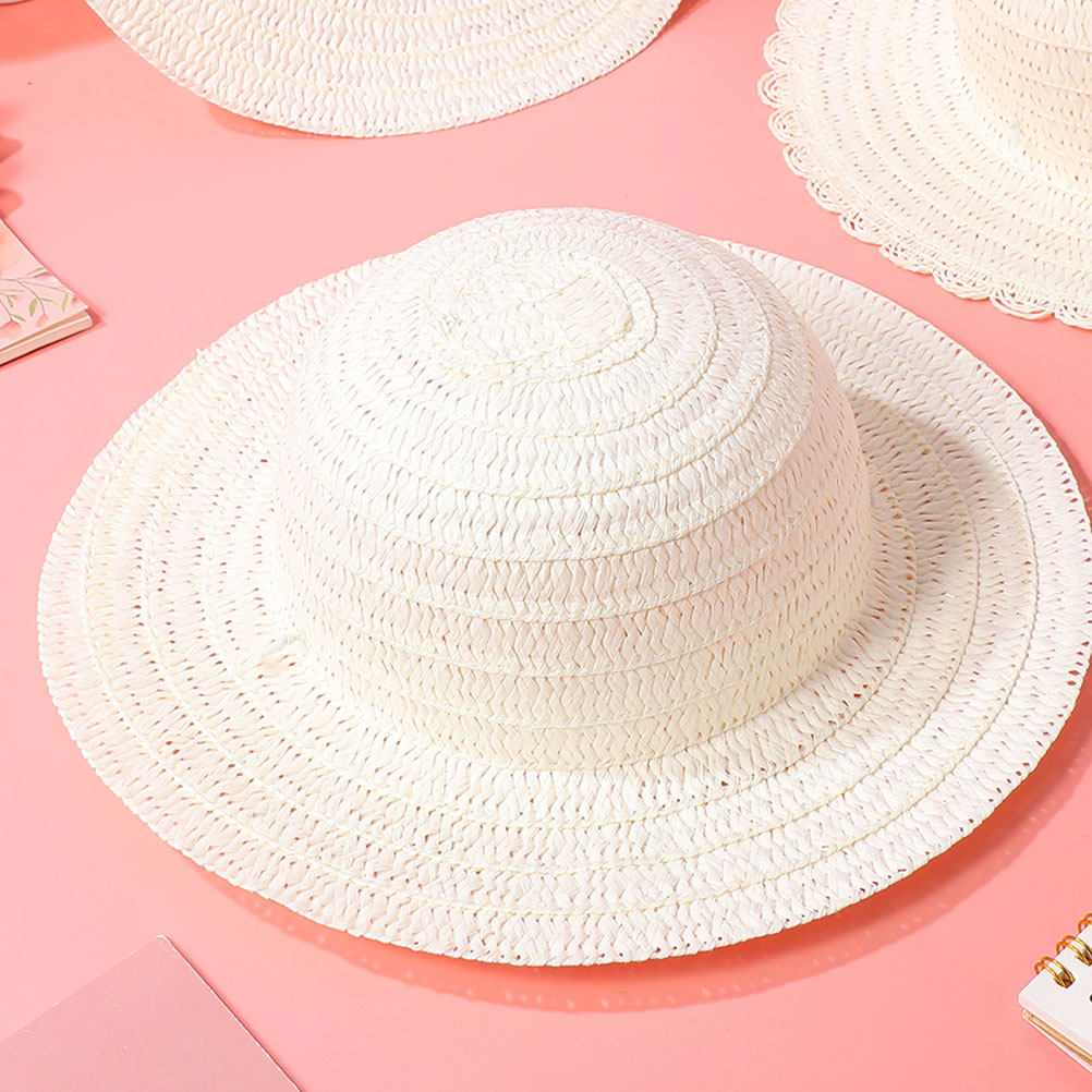 8Pcs DIY Kids Straw Hats White - Painting Supplies ulasan dan harga