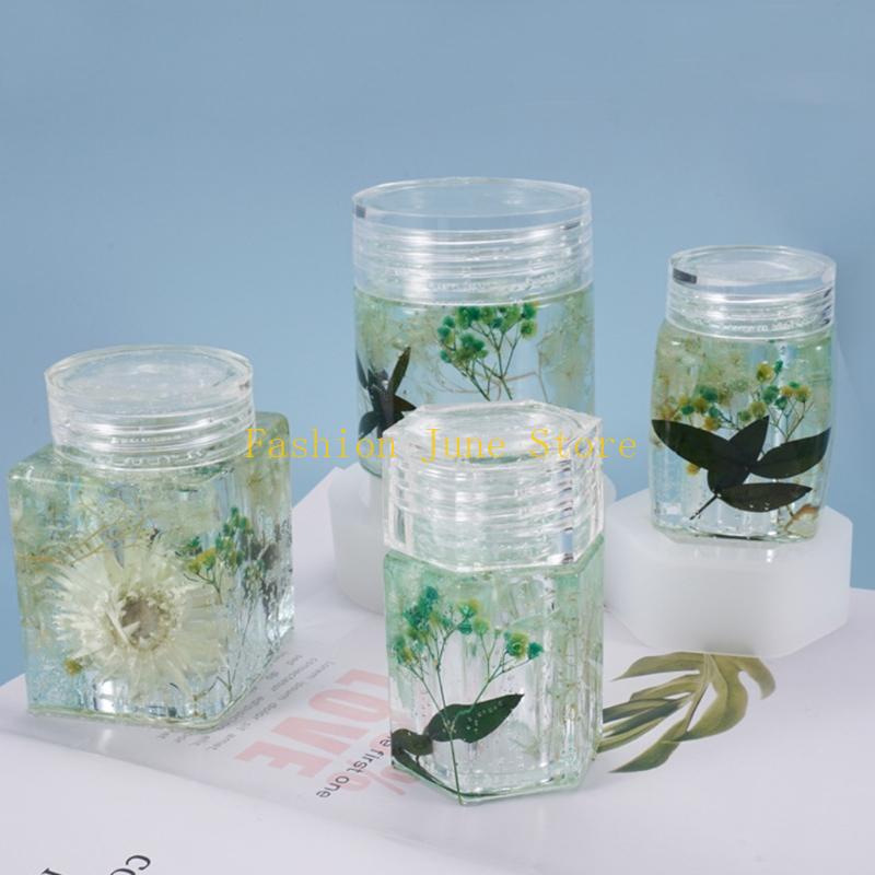 1 Set Storage Bottle Jar Cryst - Silicone Epoxy Resin Molds Set ulasan dan harga