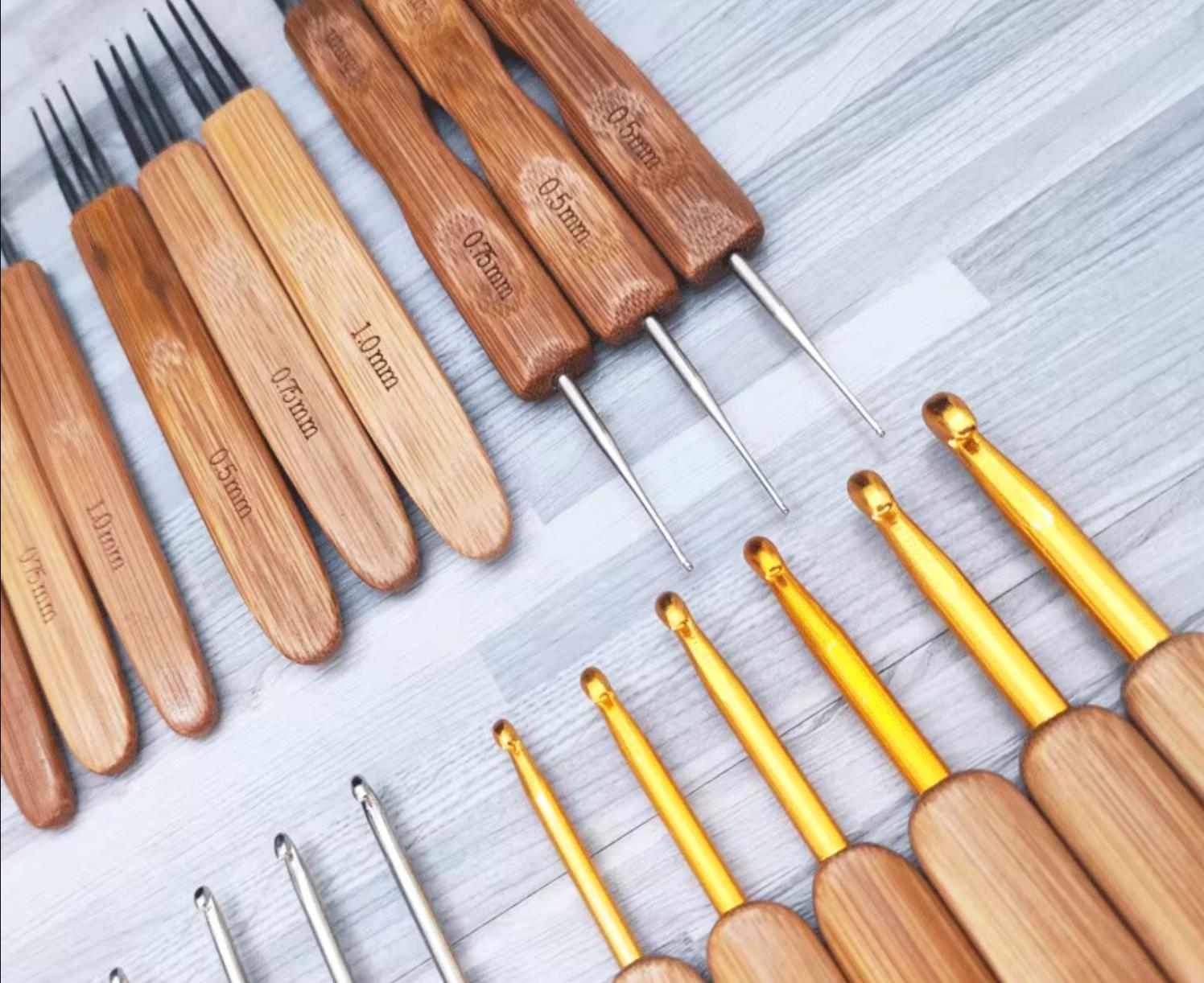 Bamboo Wooden Handle Crochet H - Wooden Crochet Hooks Ergonomic Handle ulasan dan harga