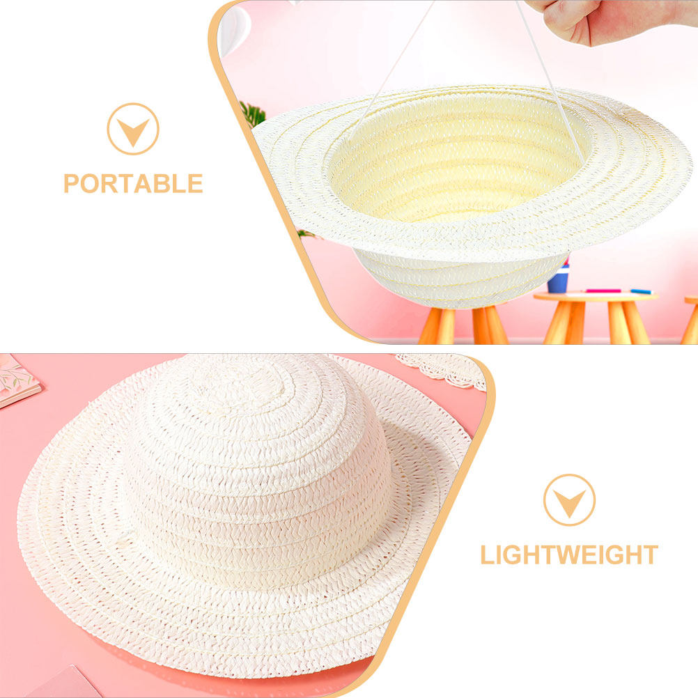 8Pcs Children Straw Hats DIY B - Painting Supplies ulasan dan harga