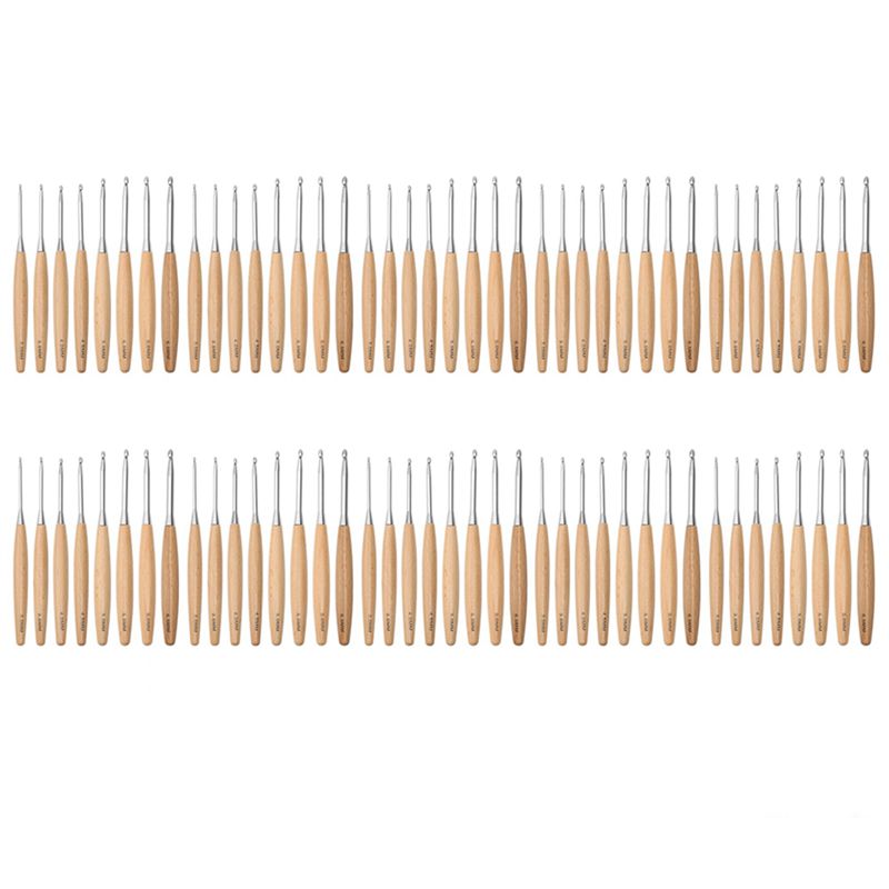 SEWS-80Pcs Wood Crochet Hooks  - Wooden Crochet Hooks Ergonomic Handle ulasan dan harga