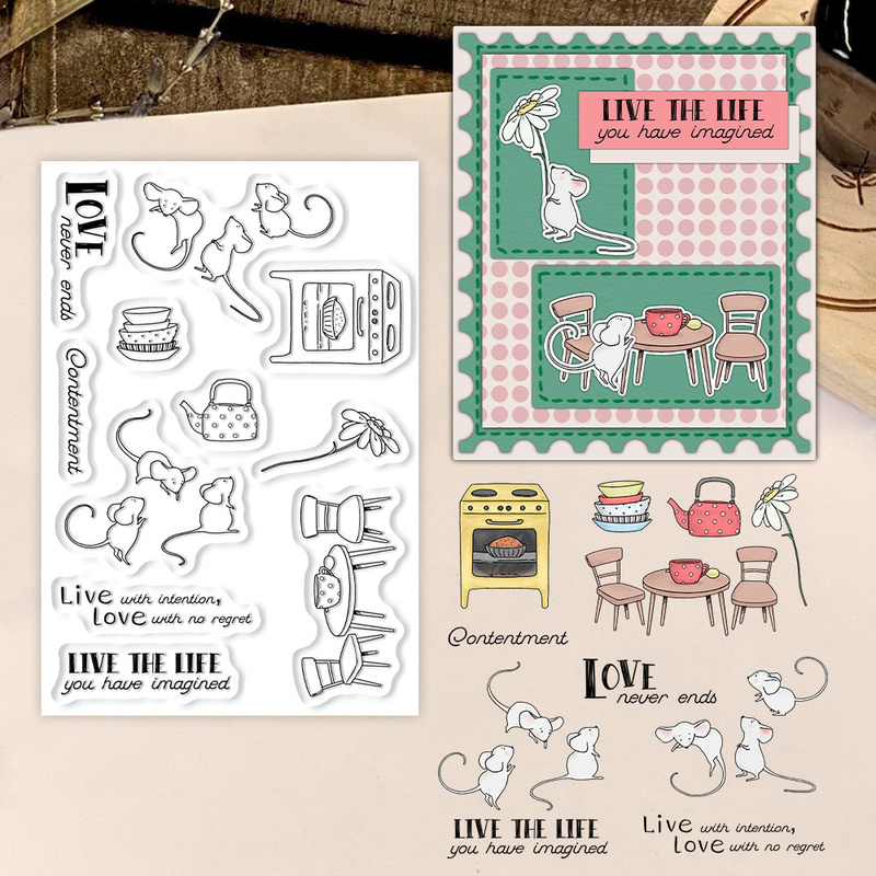 Suncraft Little Mouse & Kitche - Clear Silicone Stamps For Card Making ulasan dan harga