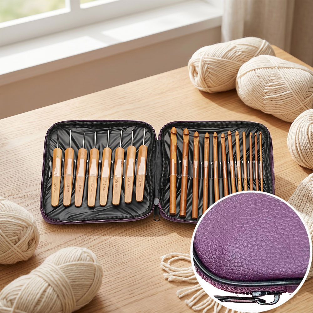 74pcs Bamboo Crochet Hooks Set - Sewing ulasan dan harga