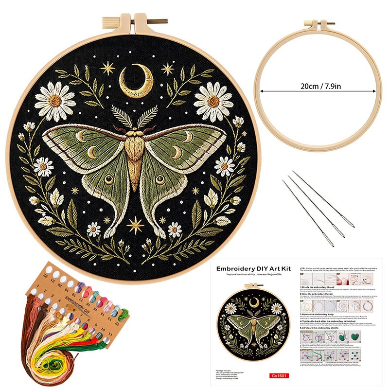 Butterfly Flower Embroidery DI - Cross Stitch Stamped Kits Beginners ulasan dan harga