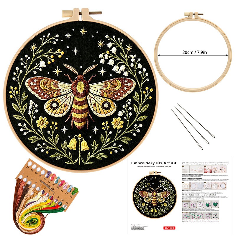 Butterfly Flower Embroidery DI - Cross Stitch Stamped Kits Beginners ulasan dan harga