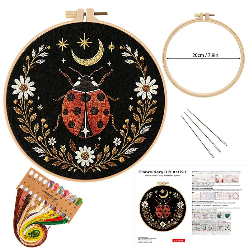 Butterfly Flower Embroidery DI - Cross Stitch Stamped Kits Beginners ulasan dan harga