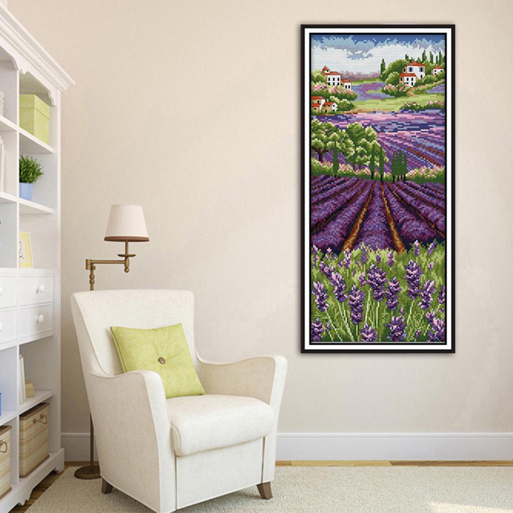 Lavender Flowers Stamped Cross - Cross Stitch Stamped Kits Beginners ulasan dan harga