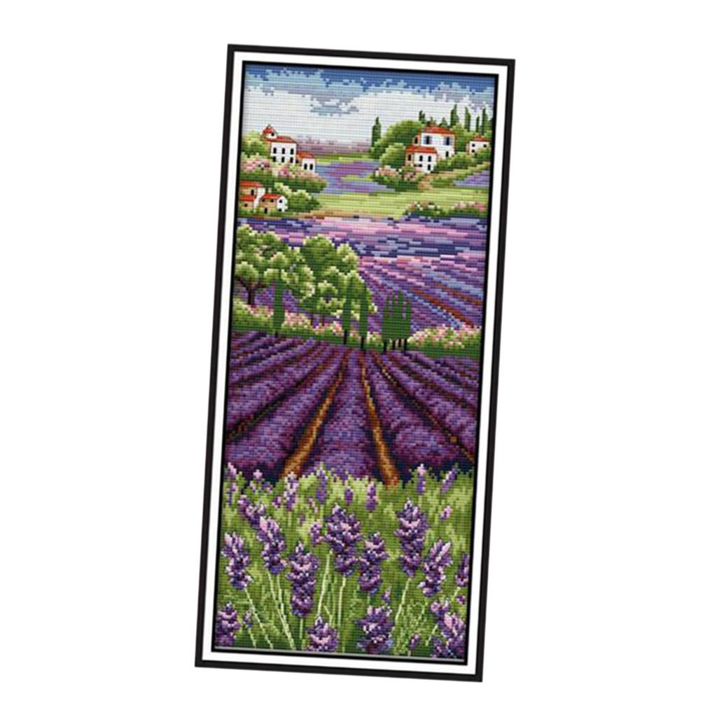 Lavender Flowers Stamped Cross - Cross Stitch Stamped Kits Beginners ulasan dan harga