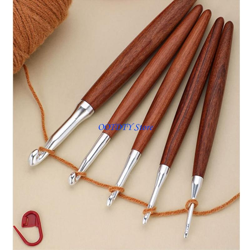 367A 8Pcs Wooden Handle Croche - Wooden Crochet Hooks Ergonomic Handle ulasan dan harga