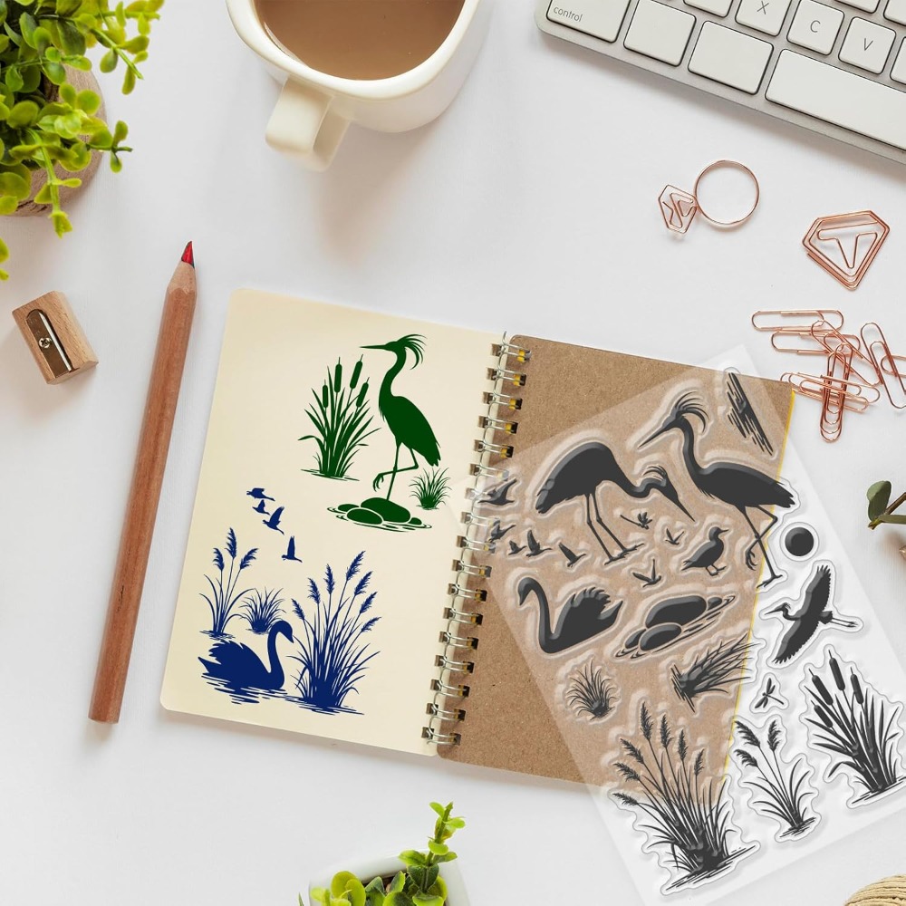 Wetlands Birds Pattern Clear S - Clear Silicone Stamps For Card Making ulasan dan harga