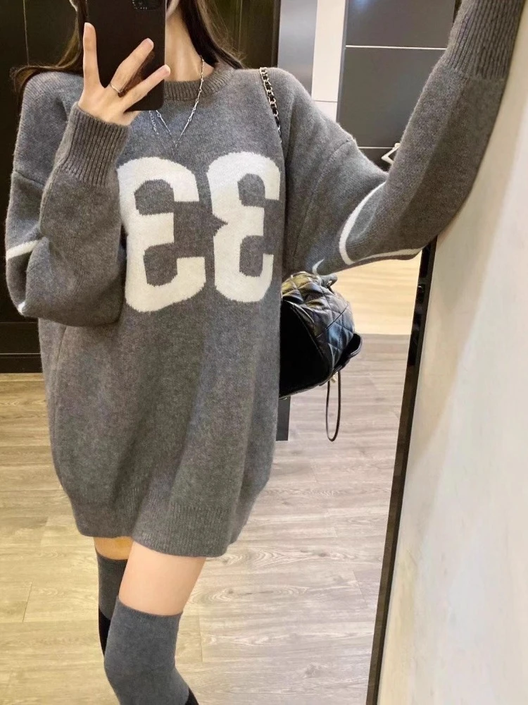 Y2K Vintage Knitted Sweater Wo - Embroidery ulasan dan harga