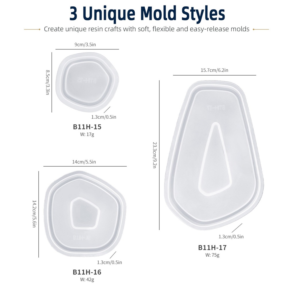 3Pcs Irregular Tray Silicone R - Silicone Epoxy Resin Molds Set ulasan dan harga