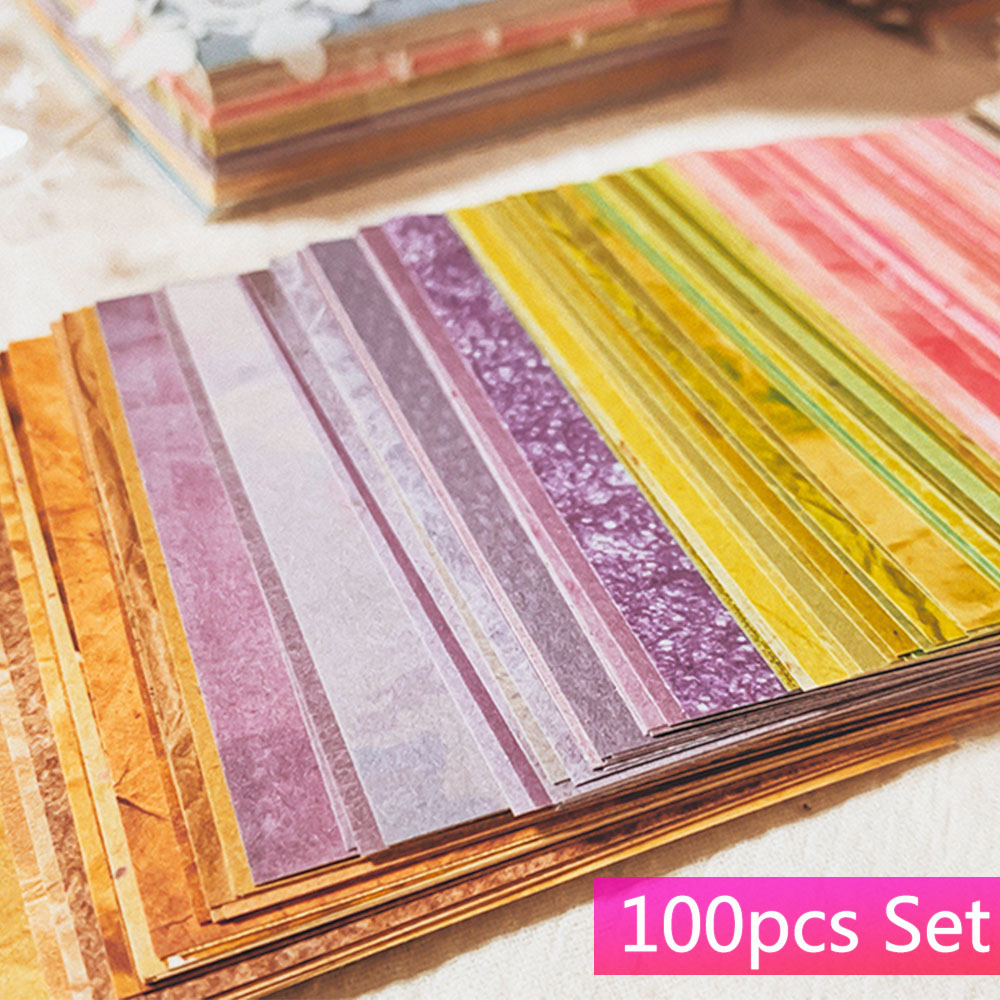 100 Pcs Colorful Texture Backg - Vintage Junk Journal Scrapbooking Paper ulasan dan harga