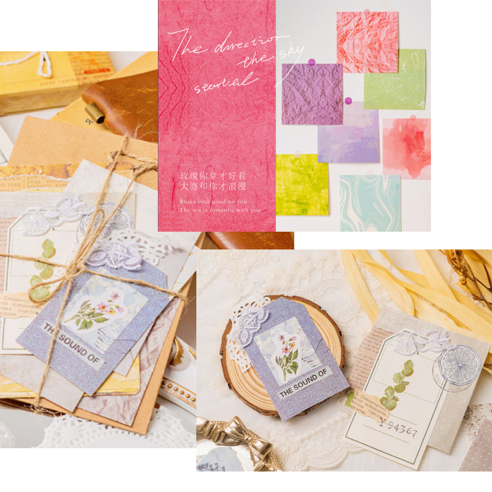 100 Pcs Colorful Texture Backg - Vintage Junk Journal Scrapbooking Paper ulasan dan harga