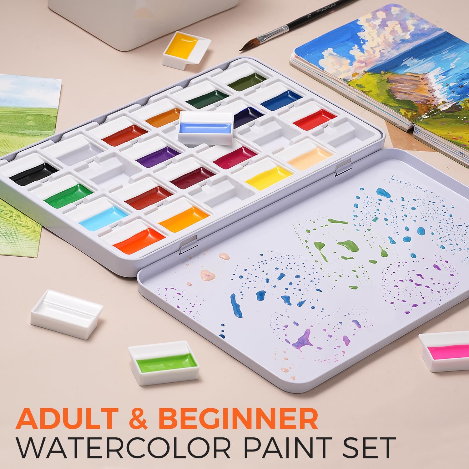 24 Colors Opaque Solid Waterco - Watercolor Paint Set Solid Pigment ulasan dan harga