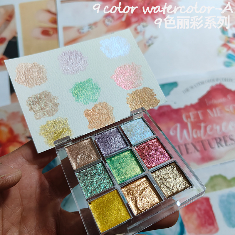 9 color Nail Solid Pigment Aur - Watercolor Paint Set Solid Pigment ulasan dan harga