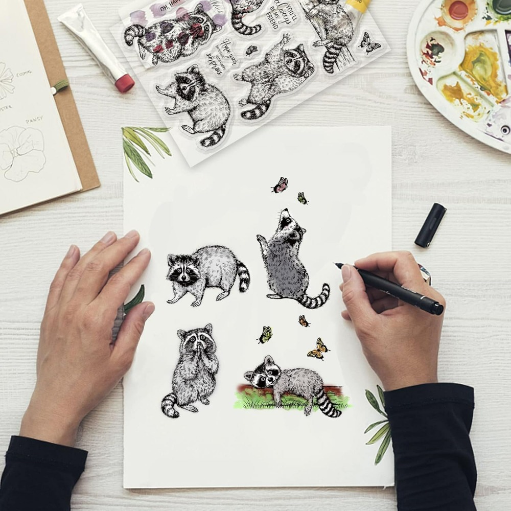 Realistic Raccoons Clear Stamp - Clear Silicone Stamps For Card Making ulasan dan harga