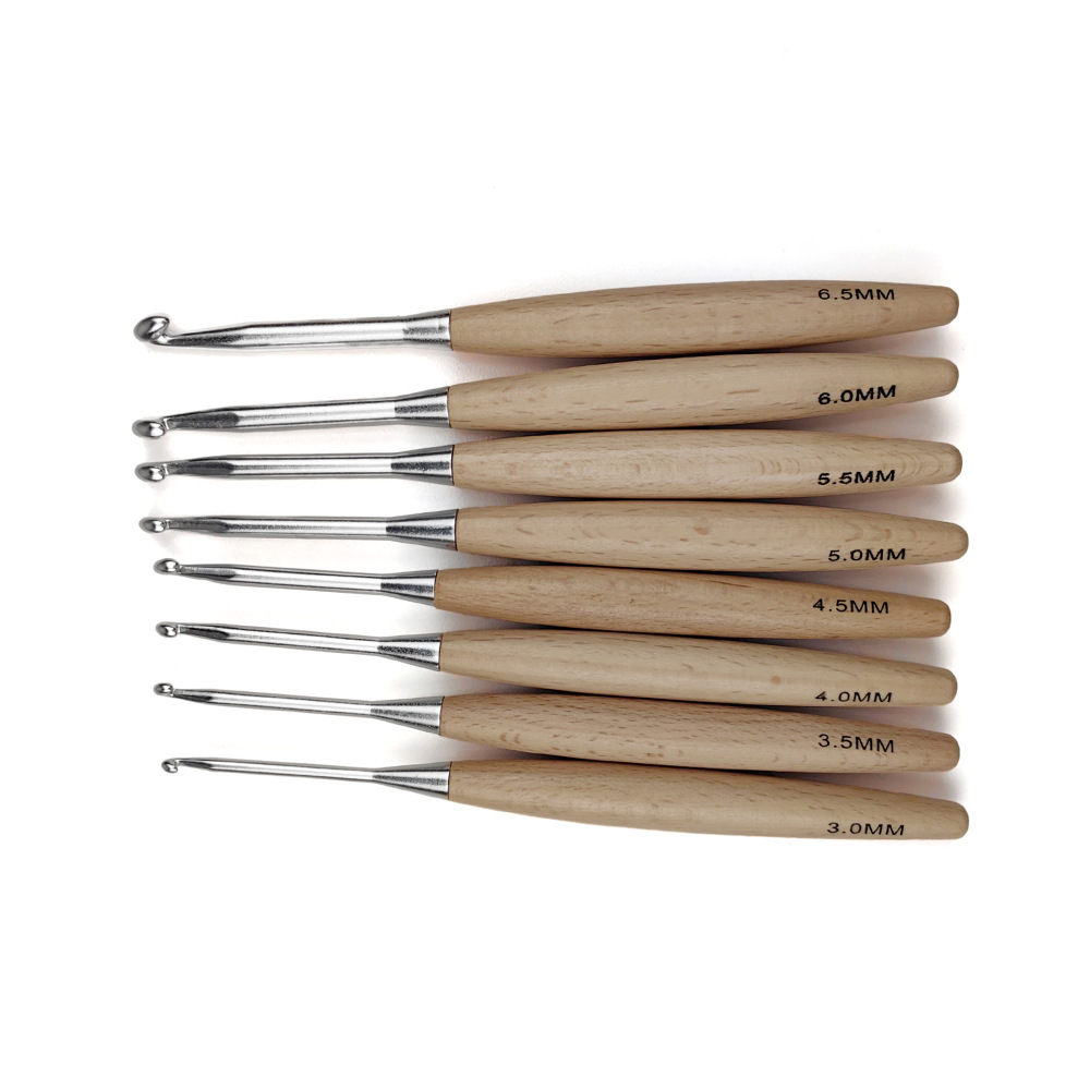 8Pcs Wood Crochet Hooks16.5cm  - Wooden Crochet Hooks Ergonomic Handle ulasan dan harga