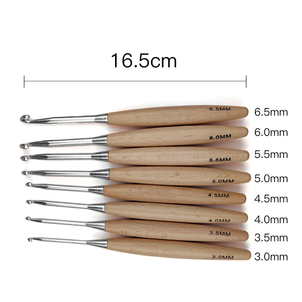 8Pcs Wood Crochet Hooks16.5cm  - Wooden Crochet Hooks Ergonomic Handle ulasan dan harga
